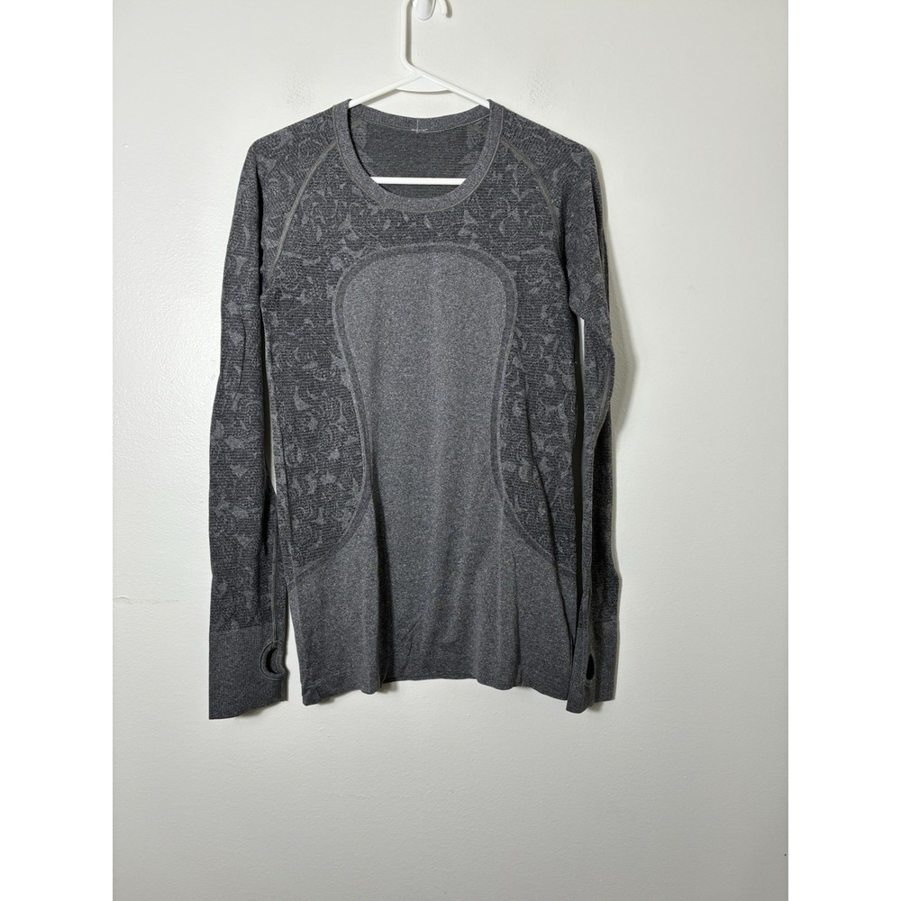 Lululemon Swiftly Tech Long Sleeve Size 8 Floral Athletic Casual Gray